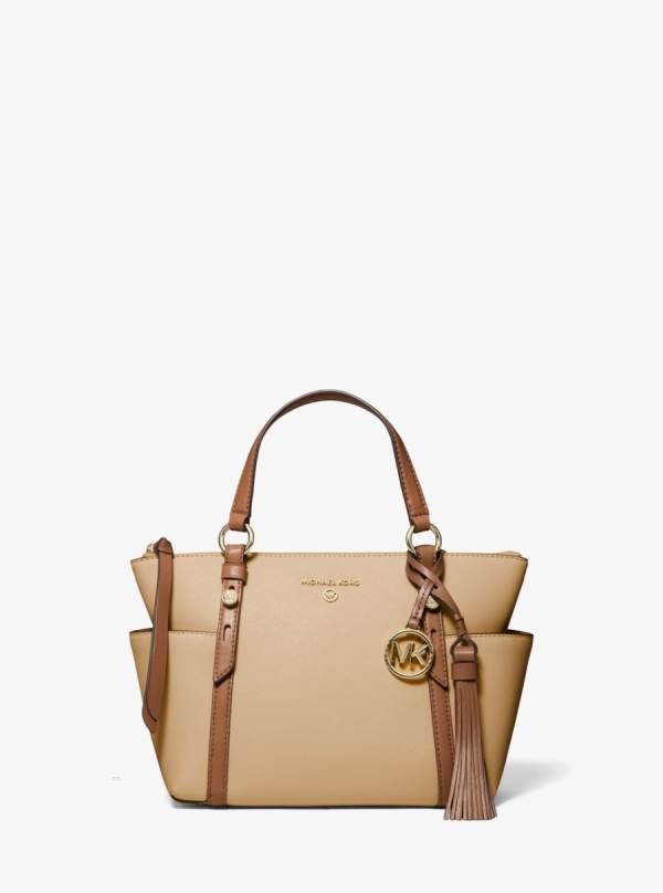 Damske Prenosná Taška Michael Kors Sullivan Small Two-Tone Saffiano Leather Top-Zip Hnede - Kabelky Michael Kors Lacne | DFTXI-8607